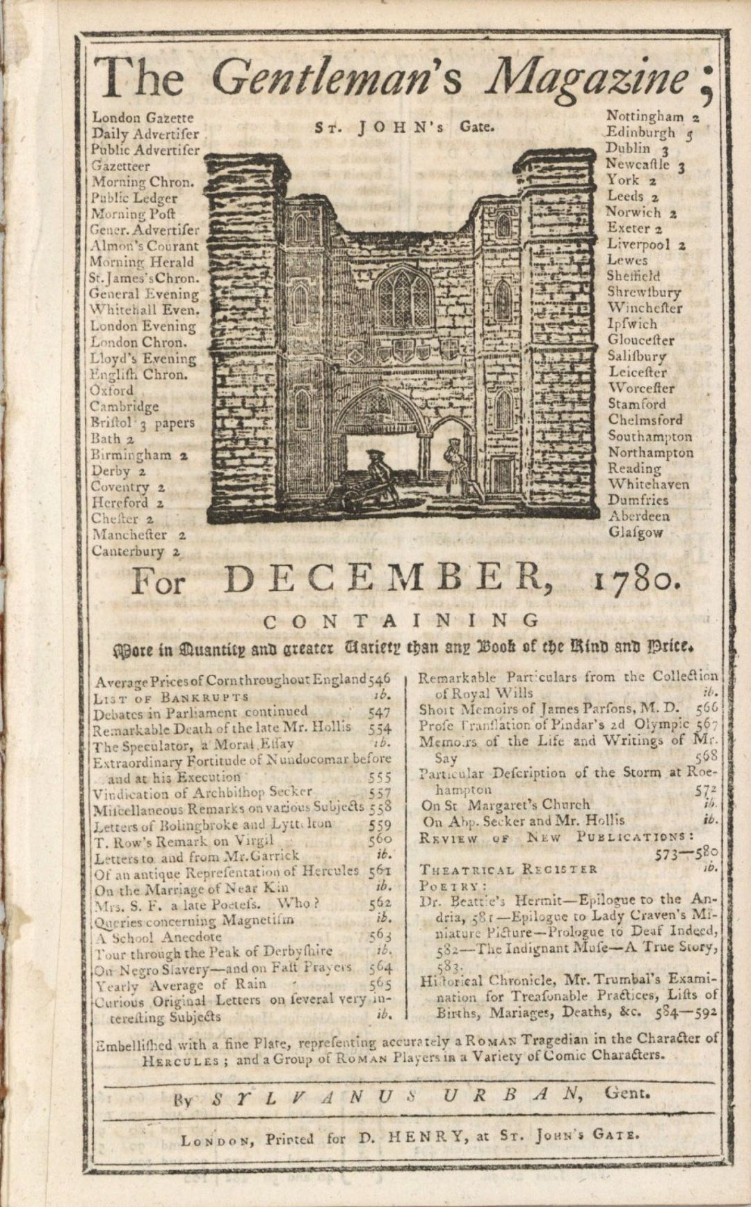 1780 dated Gentleman's Magazine - Americana