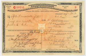 Prescription Form - dated 1923-1925 - National Prohibition Act - Americana - Beautiful Orange Background