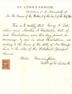 1871 Marriage Certificate - Americana