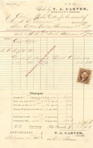 1878 T.J. Carver Sales Invoice - Americana