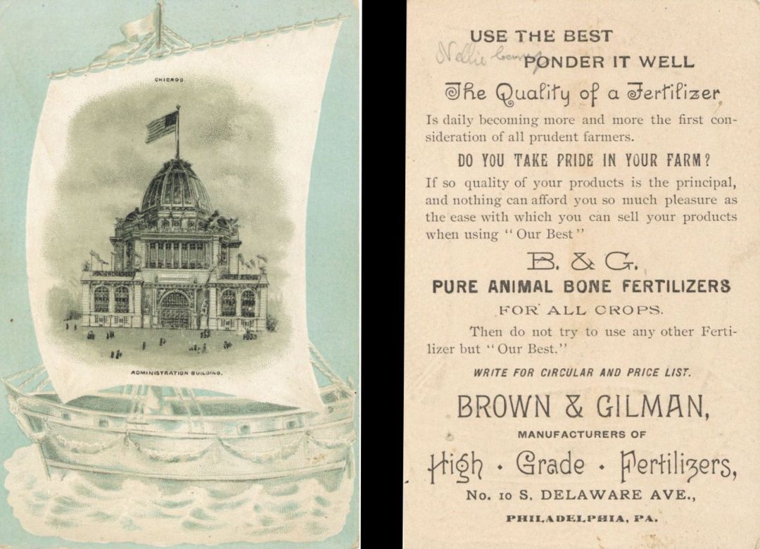 Advertising Card for Brown and Gilman - Americana