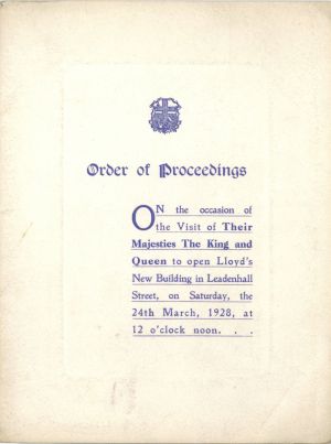 Lloyd's of London Order of Proceedings dated 1928 - Americana