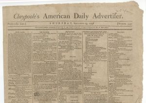 Claypoole's American Daily Advertiser - 1796 dated Americana