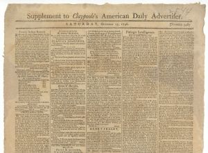 Supplement to Claypoole's American Daily Advertiser - 1796 dated Americana
