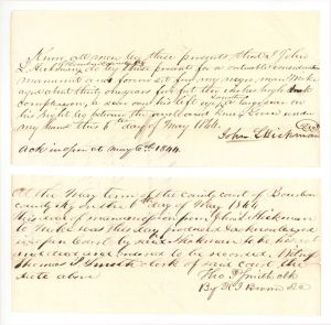 1844 dated Slavery Document - Certificate of Freedom - Americana