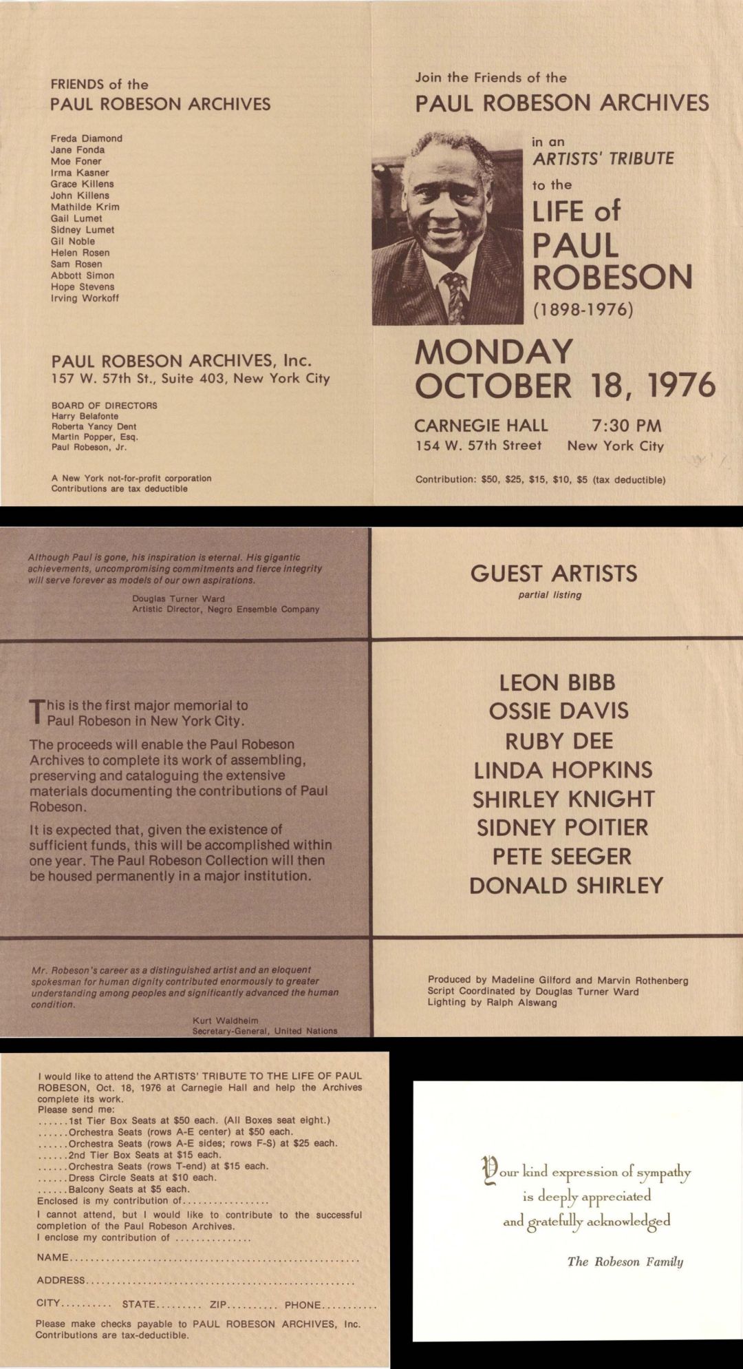 Tribute of Paul Robeson - 1976 dated Americana