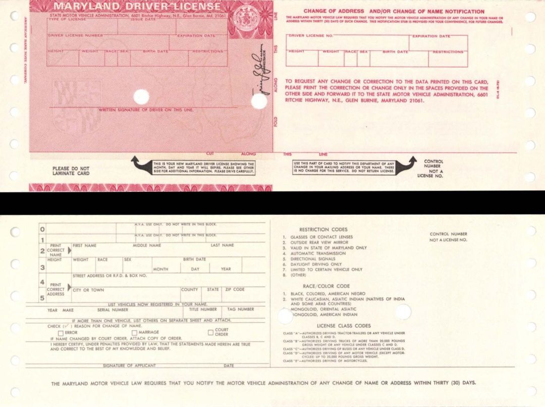 Maryland Driver License -  Americana