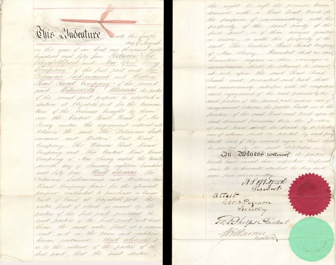 Indenbture Agreement - 1854 dated Americana