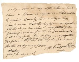 1830 dated Slavery Document - Trust Document - Americana