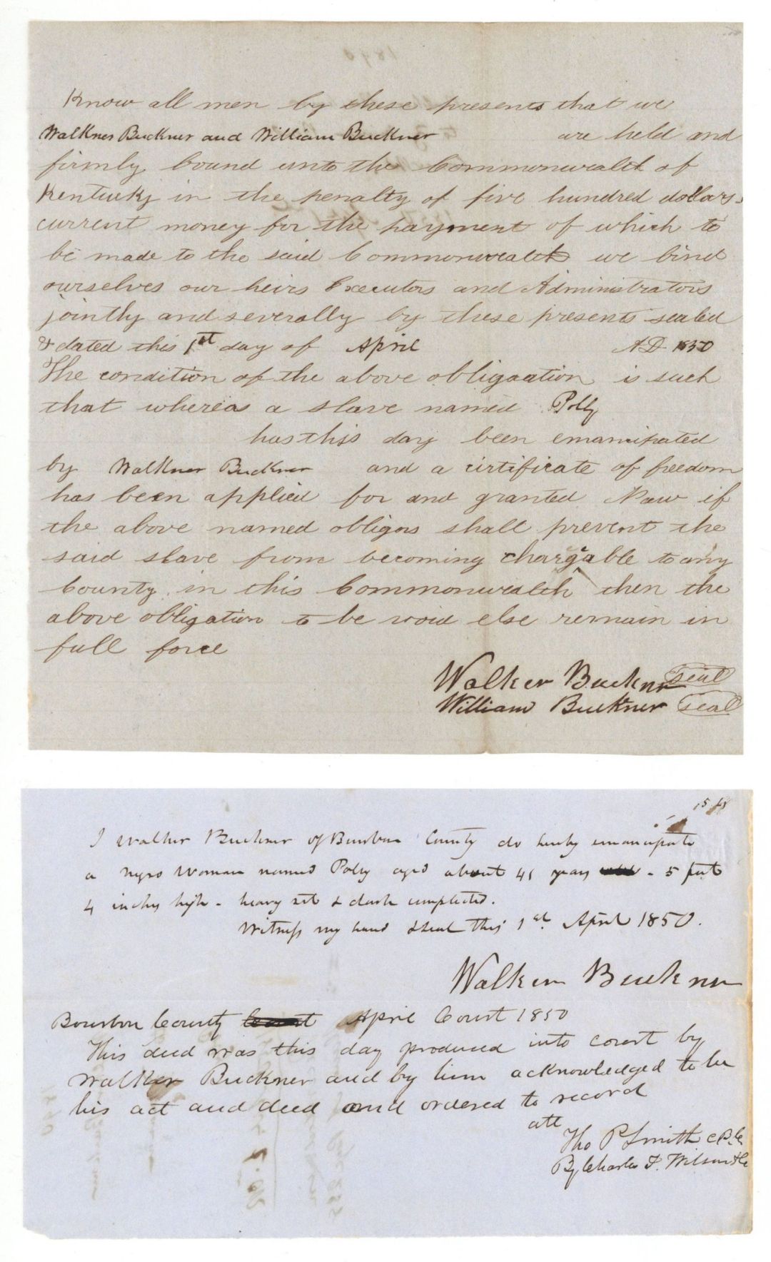 1850 dated Slavery Document - Emancipation Document - Americana