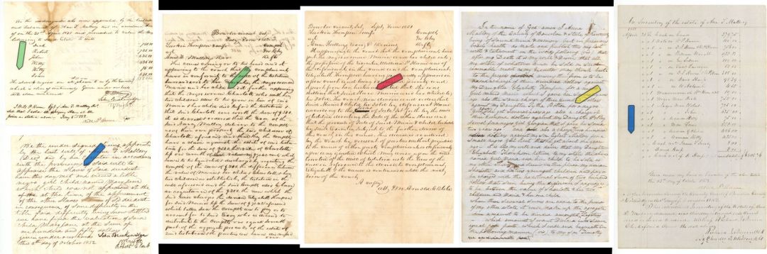 1851 dated Slavery Document - Will mentions Slaves - Americana