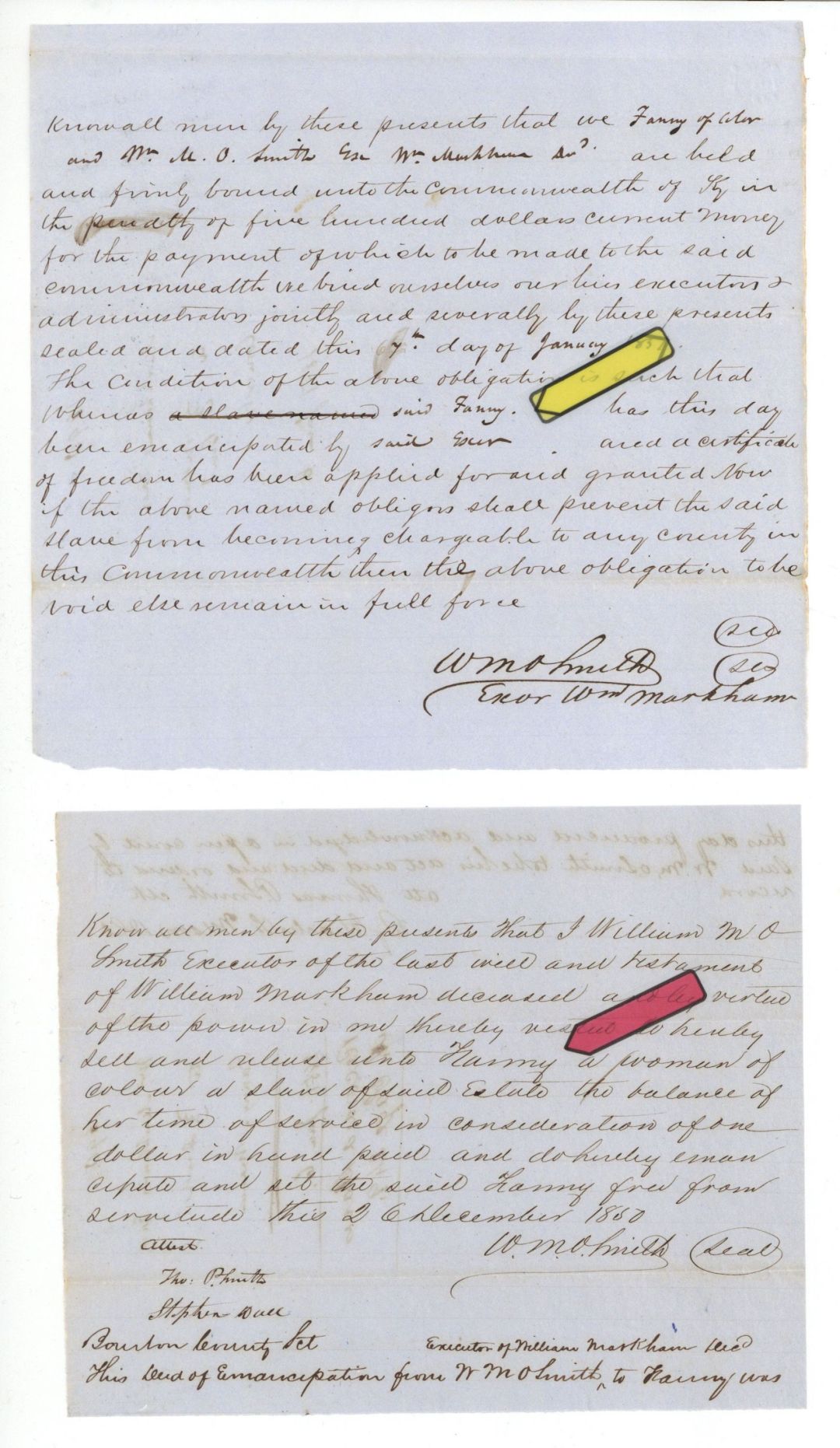 1850 dated Slavery Document - Emancipation Document - Americana