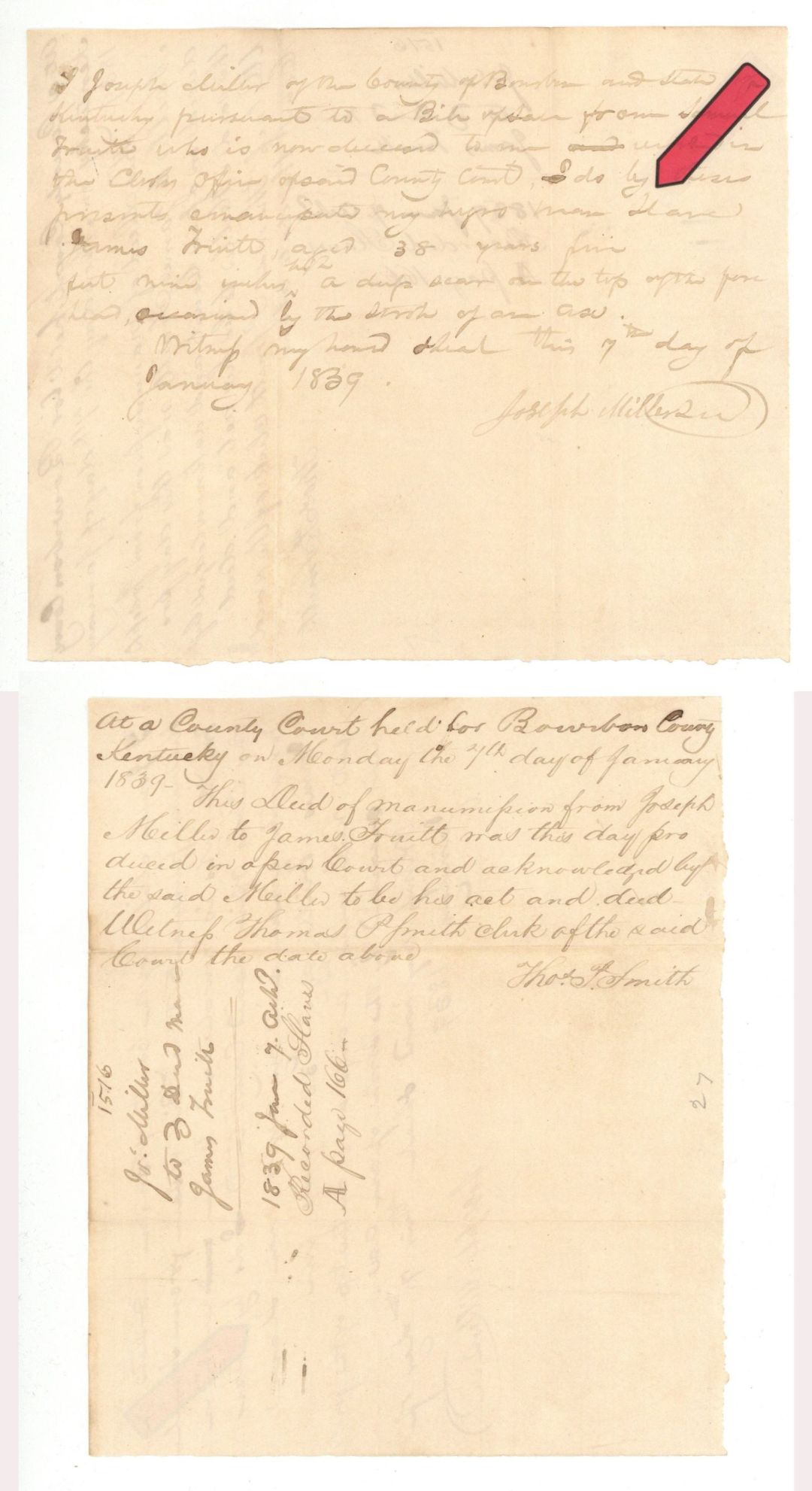 1839 dated Slavery Document - Emancipation Document - Americana