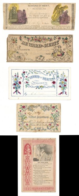 Set of 5 Rewards of Merit - 1850's dated Americana