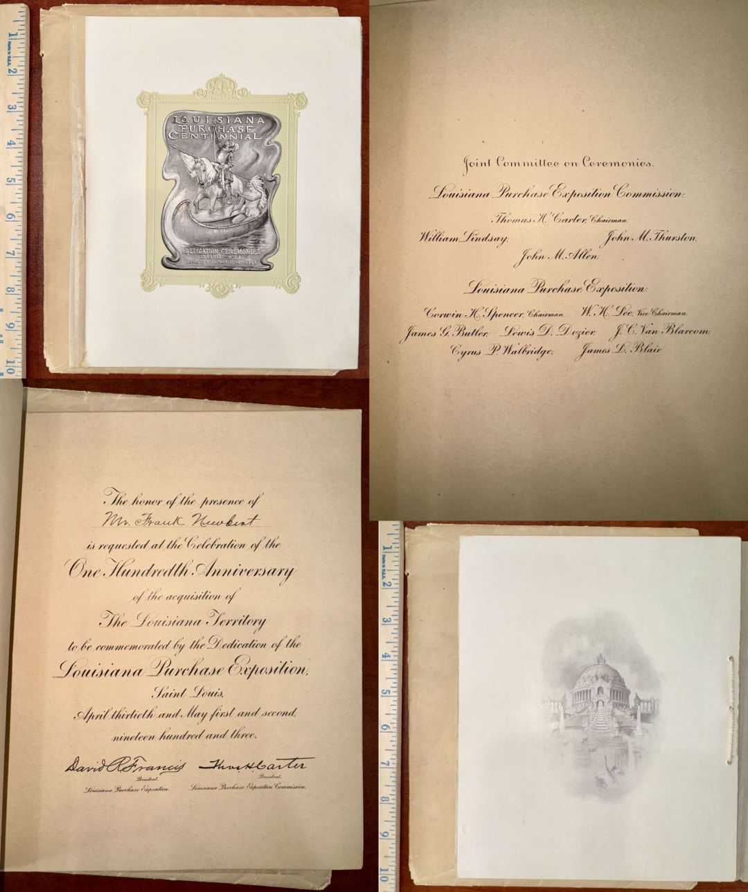 Louisiana Purchase Centennial Dedication Ceremonies Program - 1903 dated Americana - St. Louis, Missouri