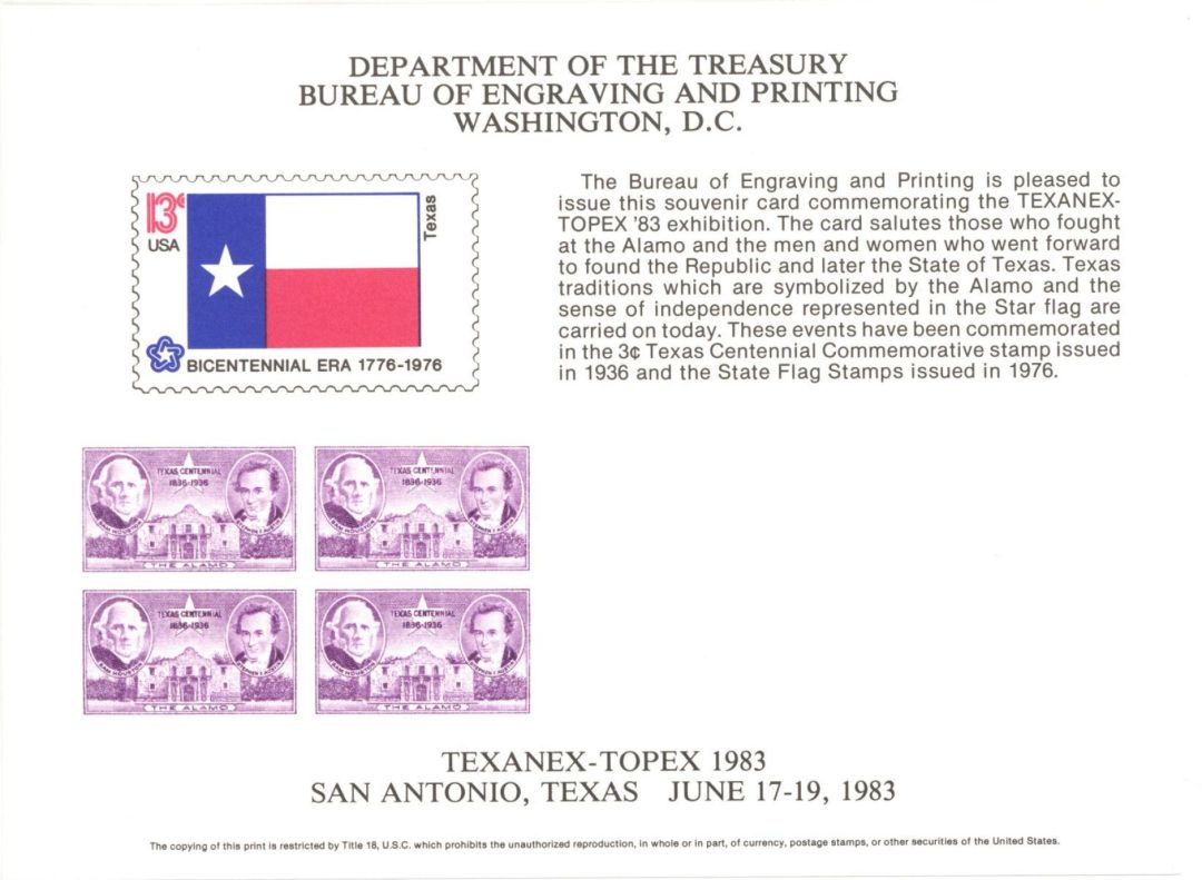 Souvenir Card # B-60 - Americana