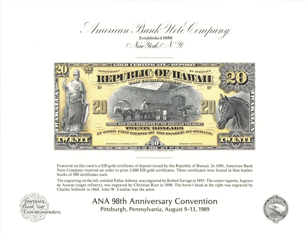 Souvenir Card dated 1989 - Americana