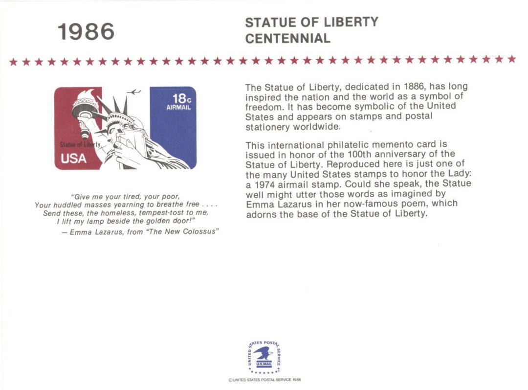 Souvenir Card #PS-62 - Americana