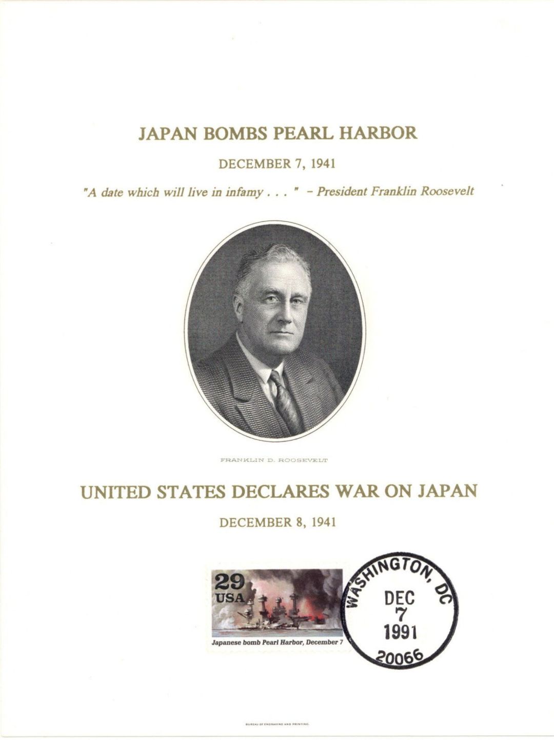 Souvenir Card dated 1991 - Americana