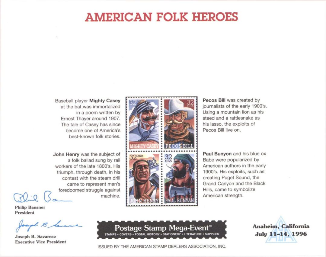 Souvenir Card dated 1996 - Americana