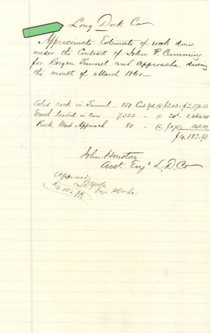 Long Dock Co. Estimate of Work - 1859 dated Americana