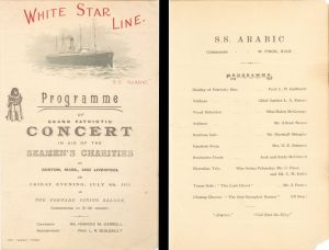 White Star Line Programme - 1913 dated Americana