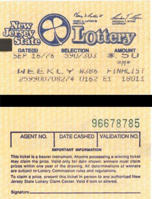New Jersey State Lottery Ticket - 1976 dated Americana