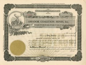 Amador Coalition Mines, Inc. - Stock Certificate