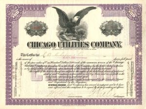 Chicago Utilities Co. - Stock Certificate