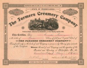 Farmers Creamery Co. - Stock Certificate