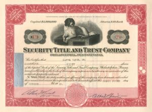 Security Title and Trust Co. - Stock Certificate