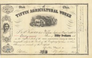 Tiffin Agricultural Works -  Stock Certificate