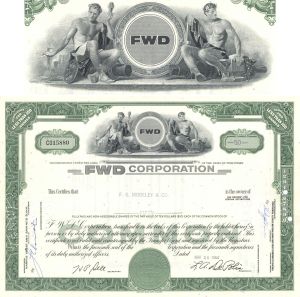 FWD Corp - Four Wheel Drive Corporation - 1960's dated Automotive Stock Certificate