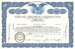 Sterling Precision Corporation - Stock Certificate