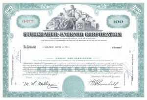 Studebaker-Packard Corporation - Automotive Stock Certificate - Famous Car Maker