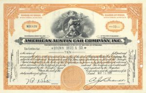 American Austin Car Co., Inc. - Automotive Stock Certificate