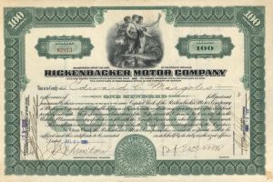 Rickenbacker Motor Co. - 1926 dated Stock Certificate (Uncanceled)