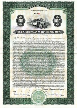Schuylkill Transportation Co. - Various Denominations Bond
