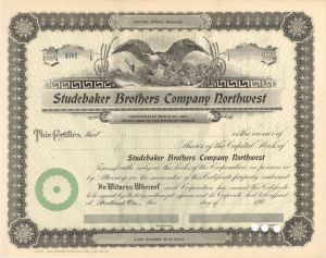 Studebaker Brothers Co. Northwest - Unissued Stock Certificate