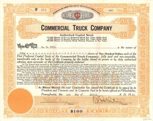 Commercial Truck Co. - Stock Certificate