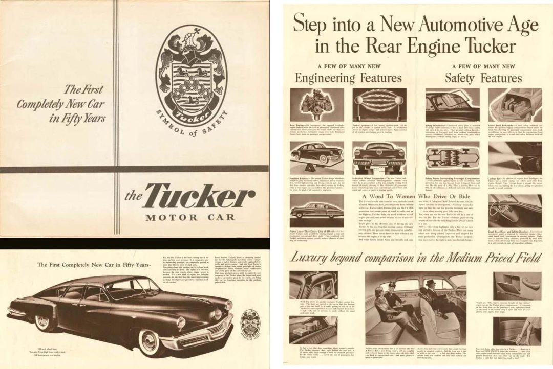 Tucker Ad Brochure - 1947-49 dated Fold Out Pamphlet - Front and Back Shown in Picture - Becoming Ultra Rare