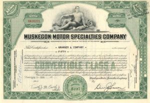 Muskegon Motor Specialties Co. - Stock Certificate