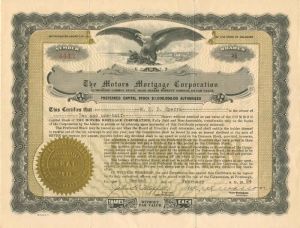 Motors Mortgage Corporation - Stock Certificate