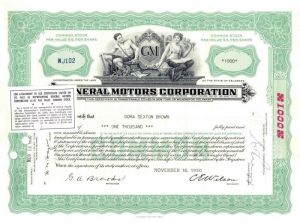 General Motors Stock Certificate - Extremely Rare Type!