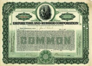 Empire Tire and Rubber Corporation - Stock Certificate