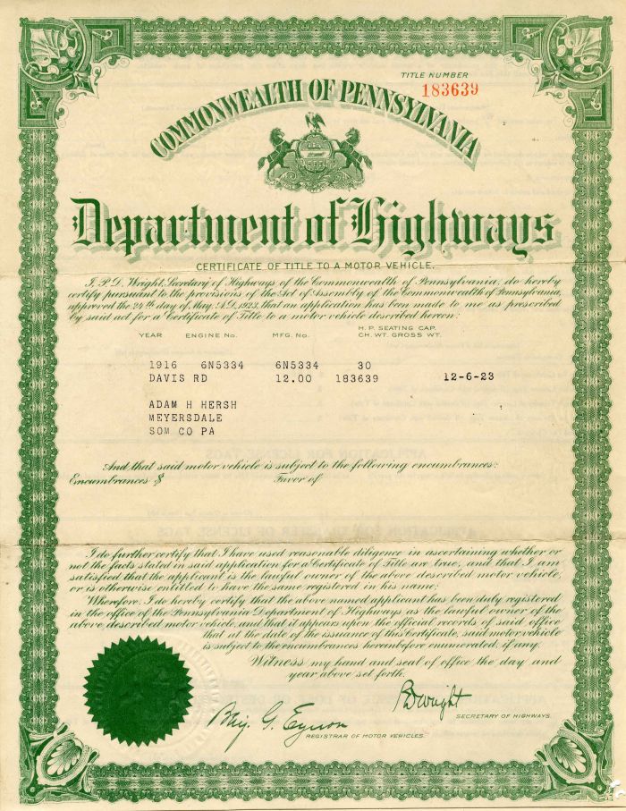 Commonwealth of Pennsylvania Department of Highways