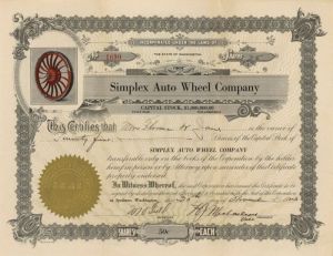 Simplex Auto Wheel Co. - Stock Certificate