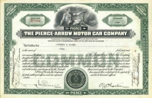 Pierce-Arrow Motor Car Co.  - Stock Certificate