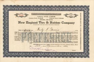 New Egnland Tire and Rubber Co. - Stock Certificate