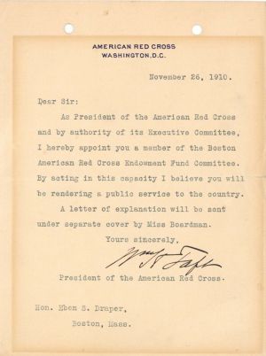 TLS by William H. Taft - 1910 dated Autograph